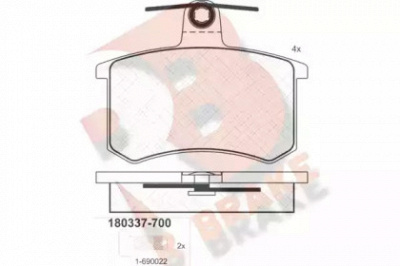 R BRAKE rb0337 -  Комплект тормозных колодок, дисковый тормоз